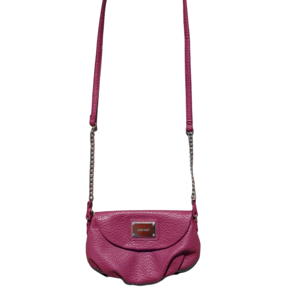 Like NEW Nine West Plum Purple Faux Leather Crossbody Purse with Silver Hardware